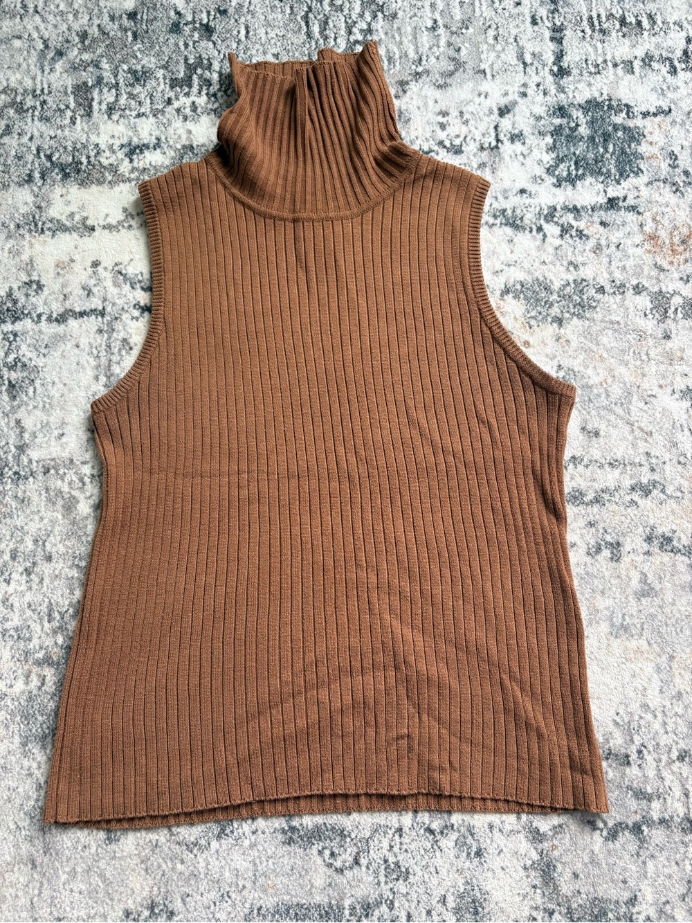 Chadwicks Sleeveless Ribbed Mock Neck Tank - Brown